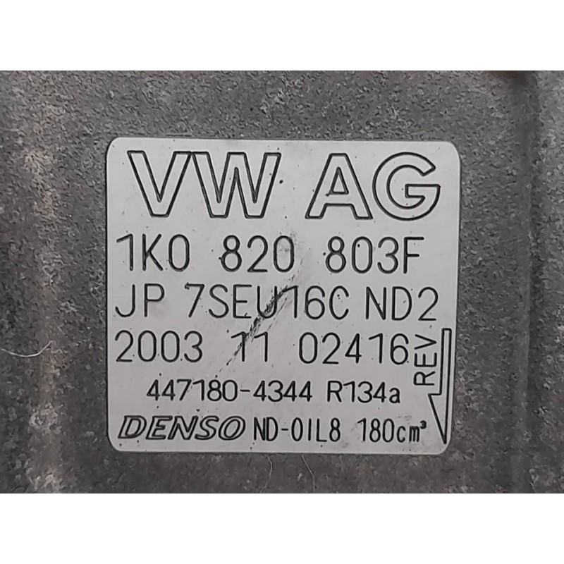 Recambio de compresor aire acondicionado para volkswagen golf v berlina (1k1) trendline referencia OEM IAM 1K0820803F JP7SEU16CN 6