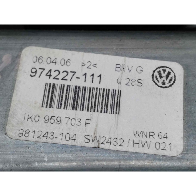 Recambio de elevalunas trasero izquierdo para volkswagen passat berlina (3c2) highline referencia OEM IAM 1K0959703F 993424200 2
