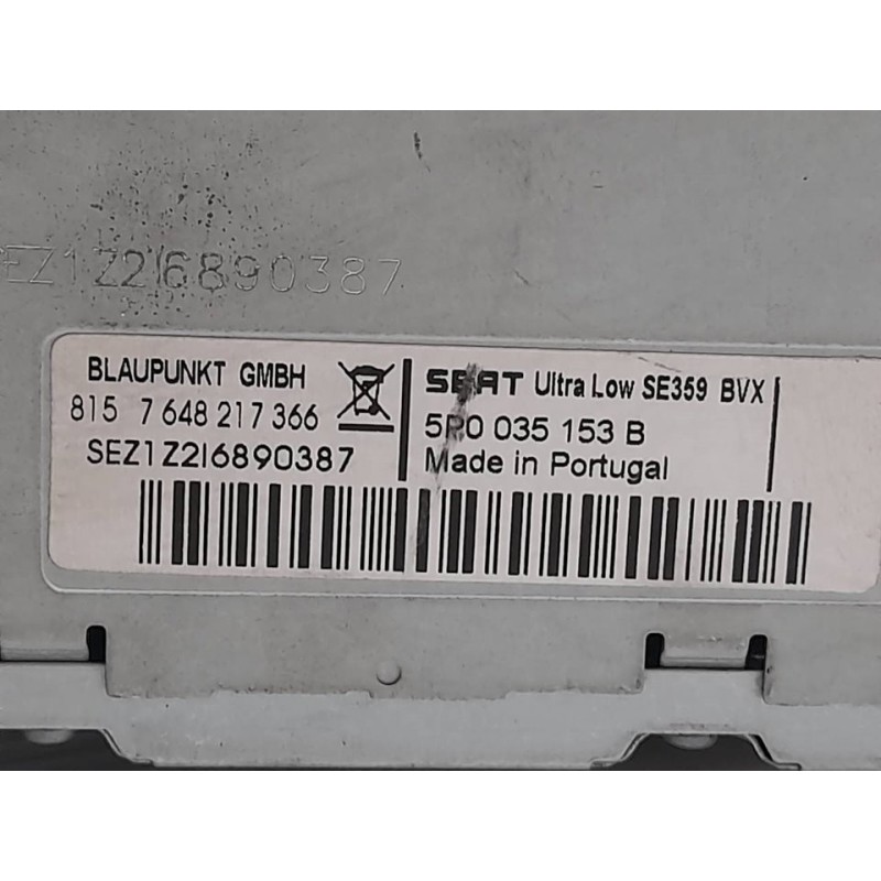 Recambio de sistema audio / radio cd para seat altea (5p1) emocion referencia OEM IAM 1Z216890387 W05P0035153B - Blanco 3