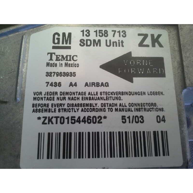 Recambio de kit airbag para opel meriva 1.7 16v cdti referencia OEM IAM CENTRALITA/ 13158713 DERECHO/ 93335024 IZQUIERDO/ 933194 - Gris 5
