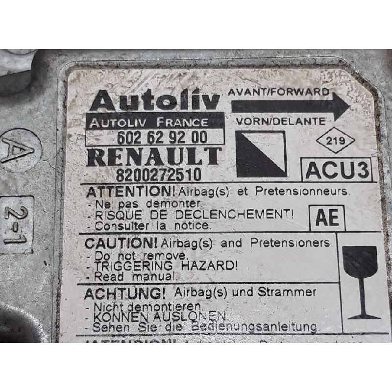 Recambio de centralita airbag para renault kangoo (f/kc0) authentique referencia OEM IAM 602629200 8200272510 AUTOLIV 2