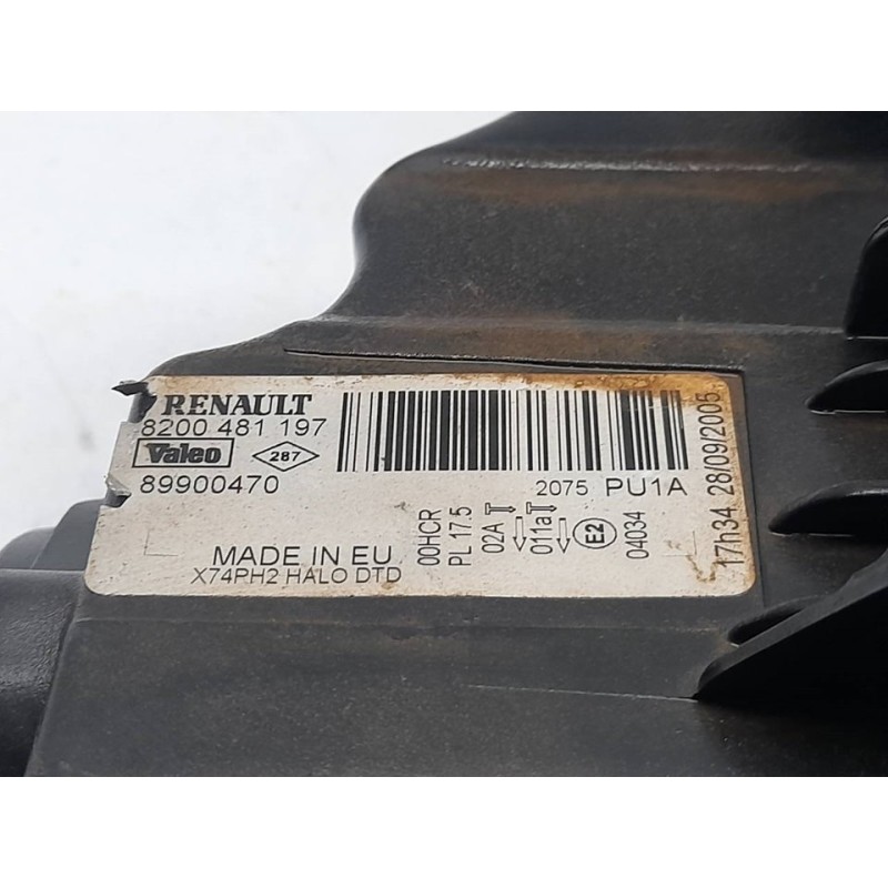 Recambio de faro derecho para renault laguna ii (bg0) pack authentique referencia OEM IAM 8200481197 89900470 VALEO 3