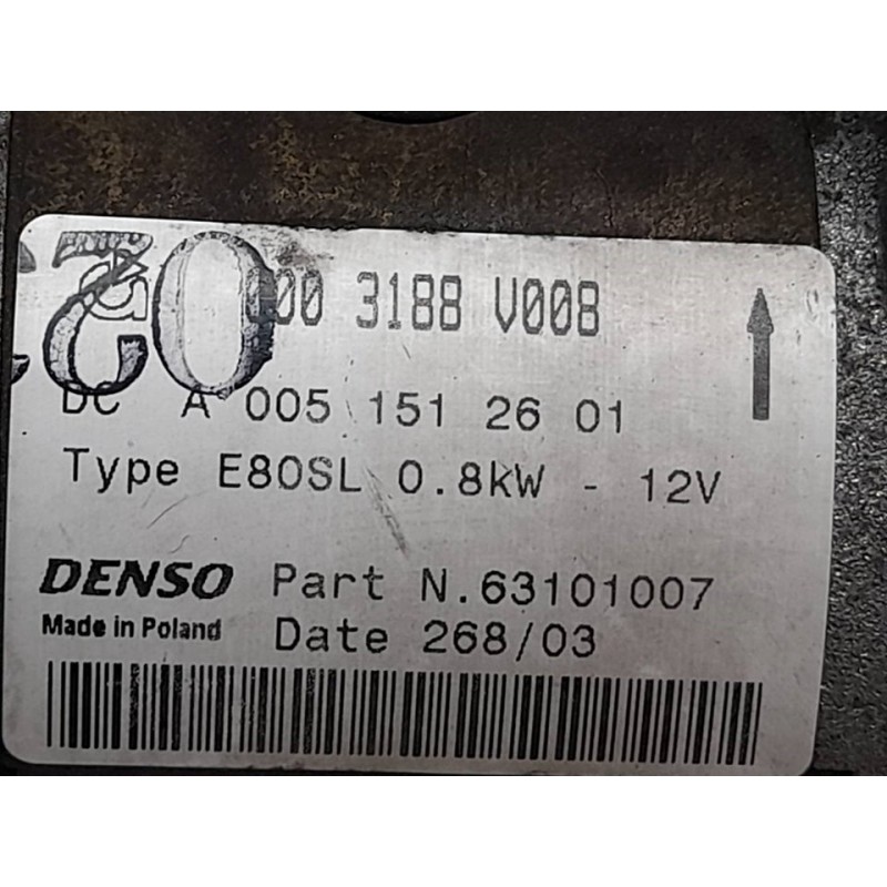 Recambio de motor arranque para smart coupe básico (45kw) referencia OEM IAM A0051512601 63101007 4