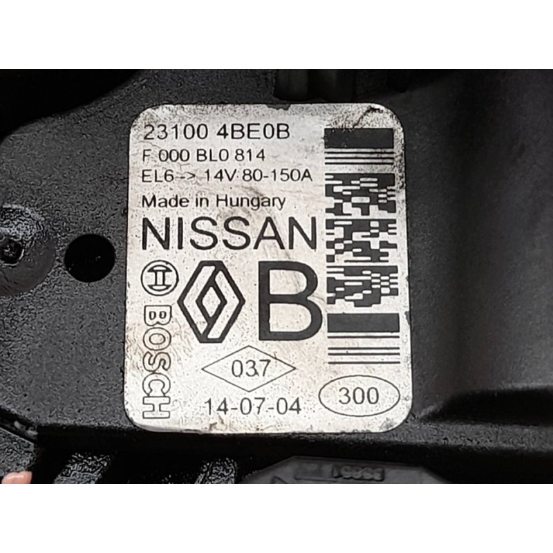Recambio de alternador para nissan pulsar (c13) visia referencia OEM IAM 231004BE0B F000BL0814 - Blanco 4