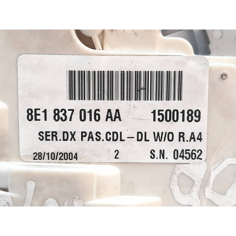 Recambio de cerradura puerta delantera derecha para audi a4 berlina (8e) 3.0 tdi quattro (150kw) referencia OEM IAM 8E1837016AA - Gris 3