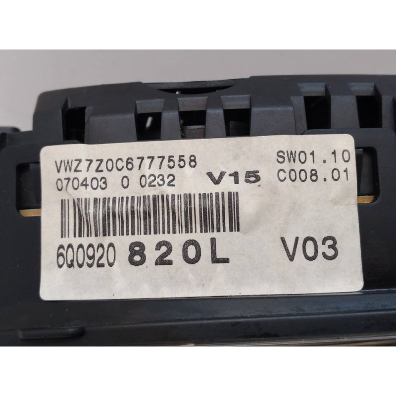 Recambio de cuadro instrumentos para volkswagen polo (9n1) trendline referencia OEM IAM 6Q0920820L 110080125015A - Negro 2