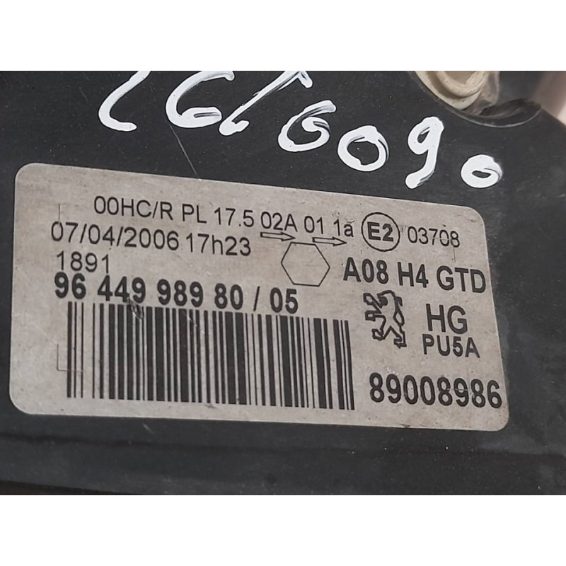 Recambio de faro izquierdo para peugeot 1007 sport referencia OEM IAM 9644998980 - Azul 2