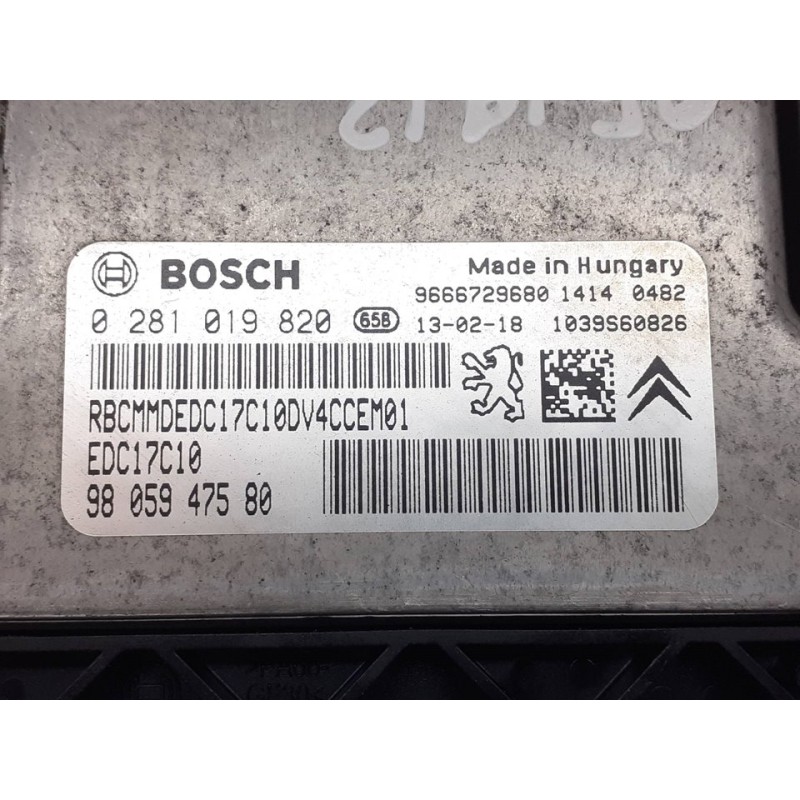 Recambio de centralita motor uce para peugeot 208 active referencia OEM IAM 0281019820 9805947580 BOSCH 2