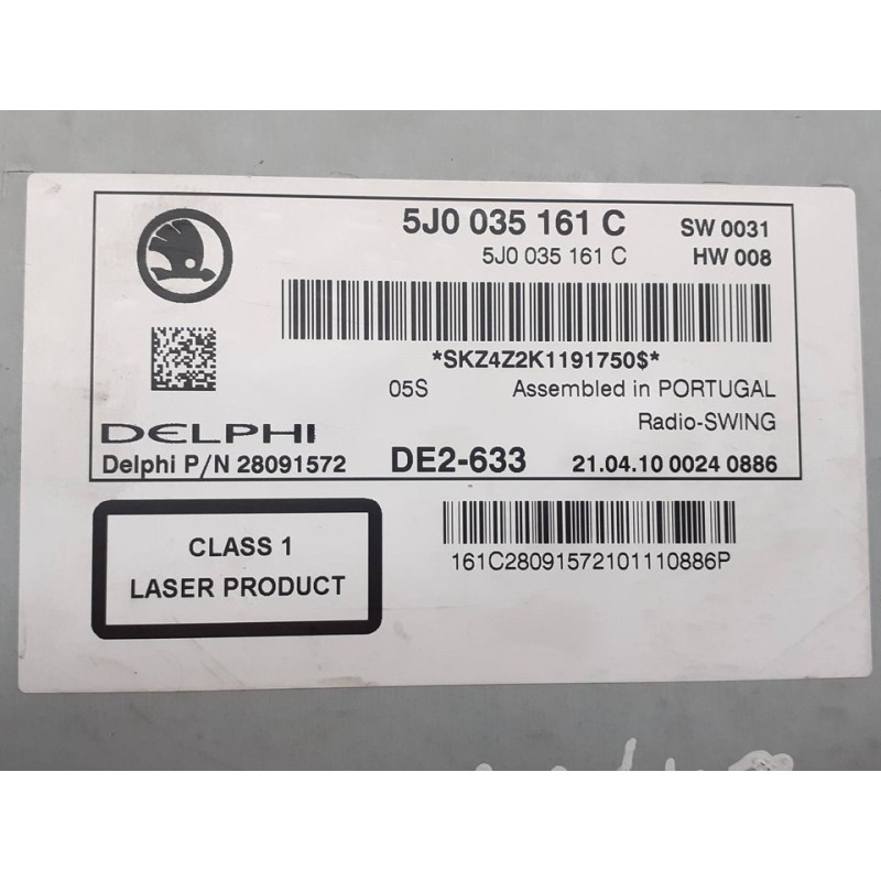 Recambio de sistema audio / radio cd para skoda fabia (5j2 ) style referencia OEM IAM 5J0035161C 3
