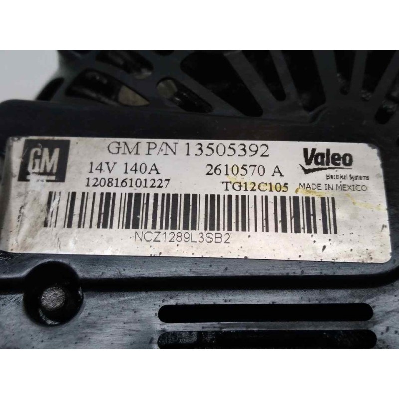 Recambio de alternador para chevrolet aveo berlina hatchback ltz referencia OEM IAM 13505392 VALEO - Negro 2