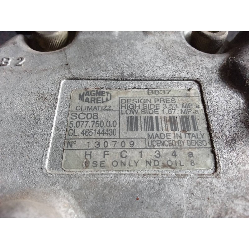 Recambio de compresor aire acondicionado para fiat bravo (182) 1.2 16v cat referencia OEM IAM B837 507775000 SC08 5