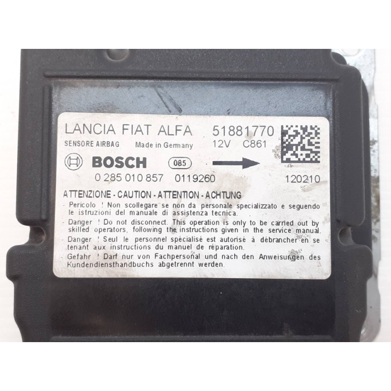 Recambio de centralita airbag para fiat doblo easy referencia OEM IAM 51881770 0285010857 - Blanco 2