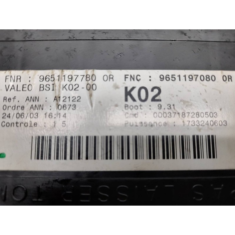 Recambio de caja reles / fusibles para peugeot 307 (s1) xr clim referencia OEM IAM 9651197780 3