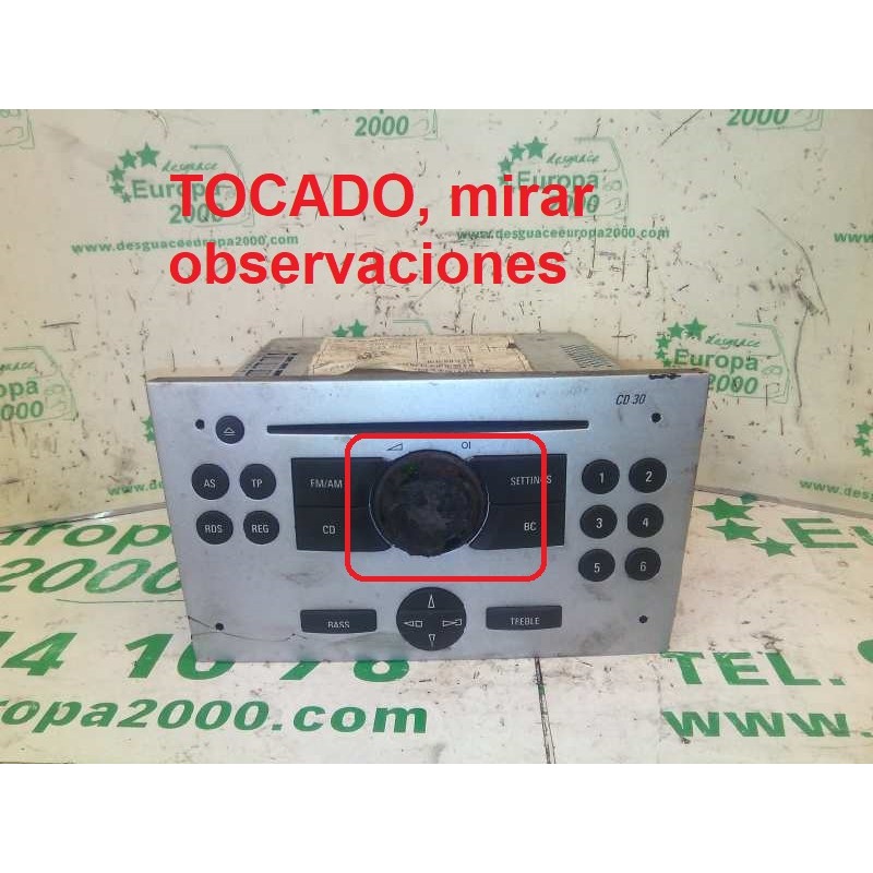 Recambio de sistema audio / radio cd para opel combo (corsa c) 1.7 16v cdti referencia OEM IAM CD30  13190855 - Azul