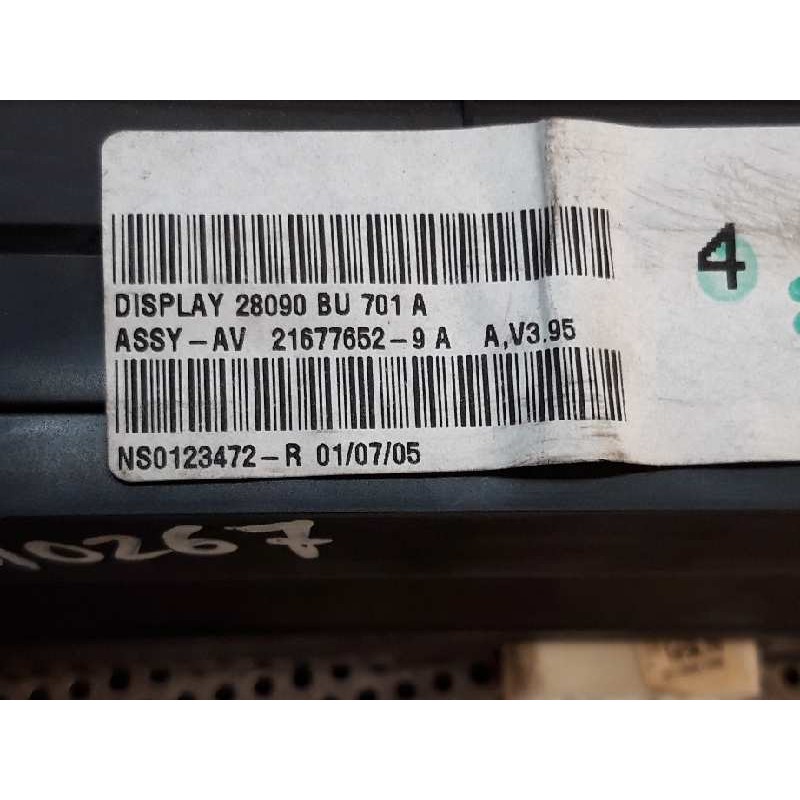 Recambio de pantalla multifuncion para nissan almera (n16/e) visia referencia OEM IAM NS0123472 21677652 3
