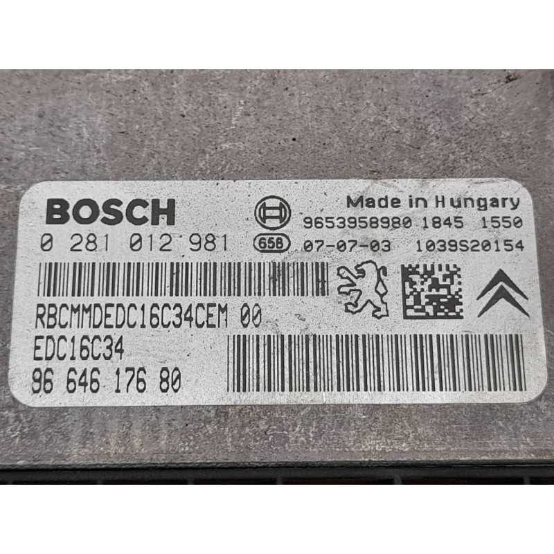 Recambio de centralita motor uce para citroën c4 picasso sx referencia OEM IAM 0281012981 9664617680 BOSCH 2