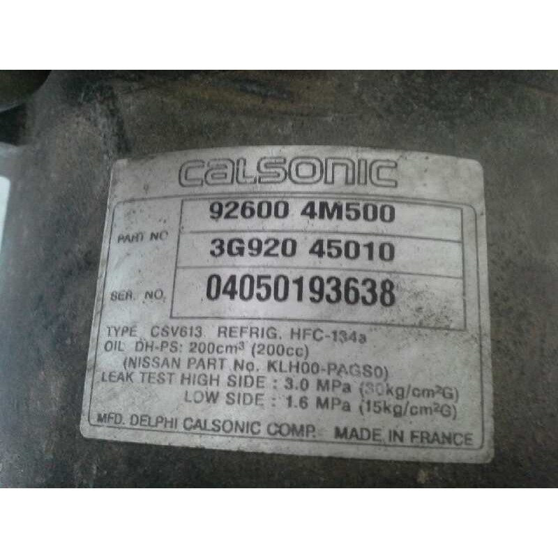 Recambio de compresor aire acondicionado para nissan almera (n16/e) 1.8 16v cat referencia OEM IAM 04550193638 926004M500 CALSON - Gris 3