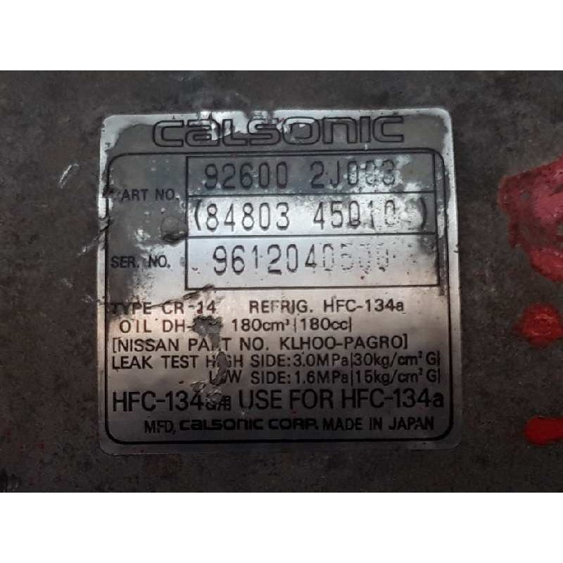 Recambio de compresor aire acondicionado para nissan primera berlina (p11) 1.6 16v cat referencia OEM IAM 9612040500 74746 CALSO 4