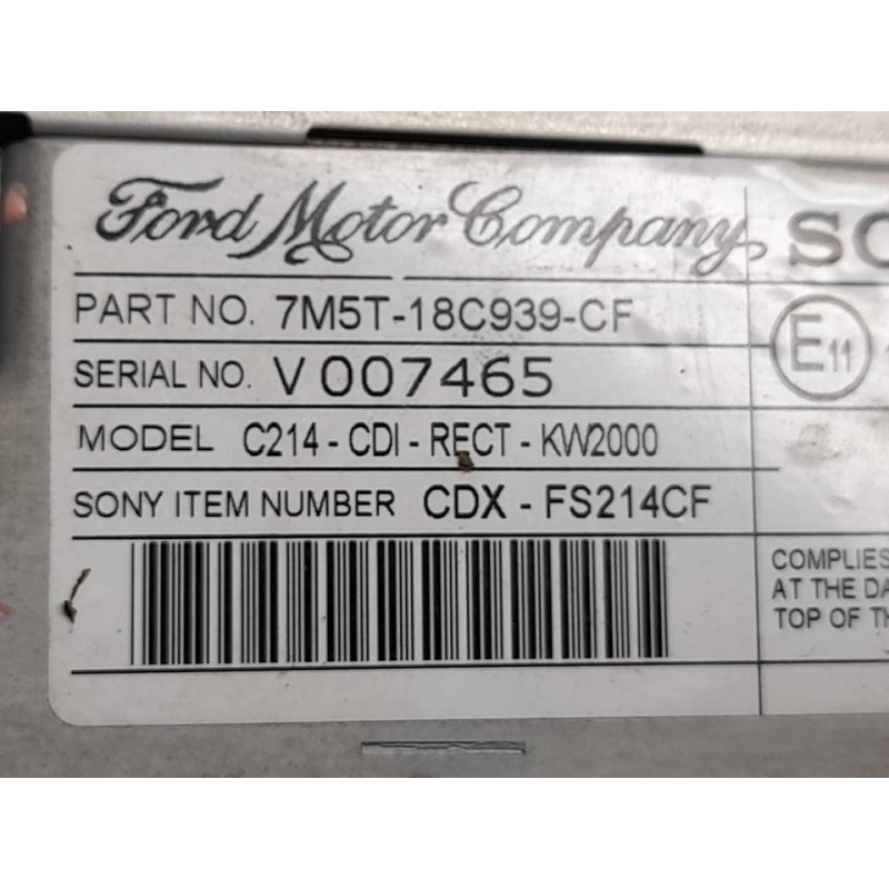 Recambio de sistema audio / radio cd para ford c-max (cb3) titanium referencia OEM IAM 7M5T18C939CF SONY VP6M2F18C821AG - Gris 2