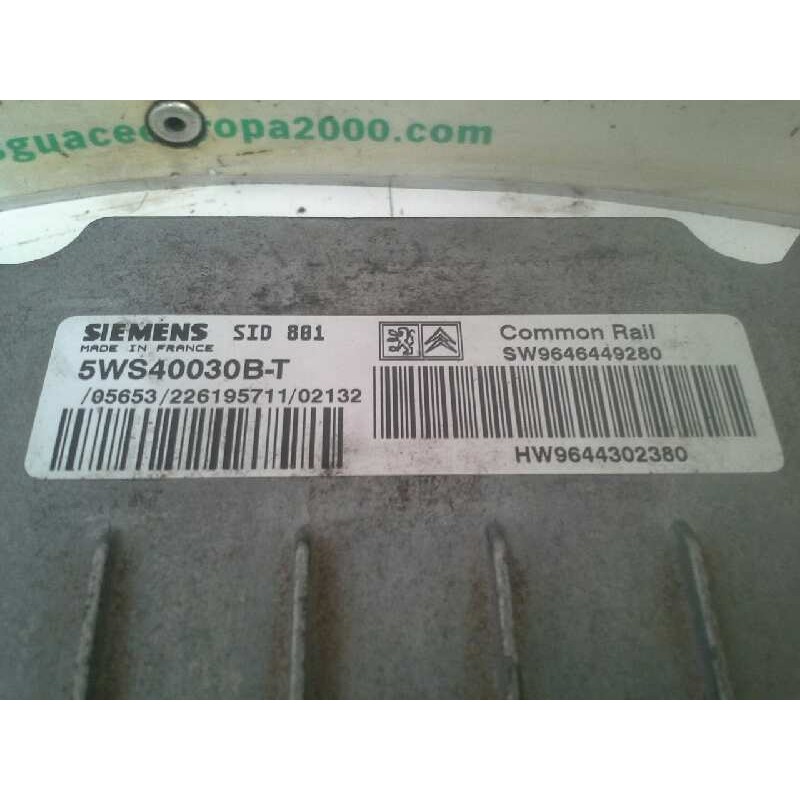 Recambio de centralita motor uce para peugeot 307 (s1) 2.0 hdi cat referencia OEM IAM SW9646449280 5WS40030BT - Gris 2