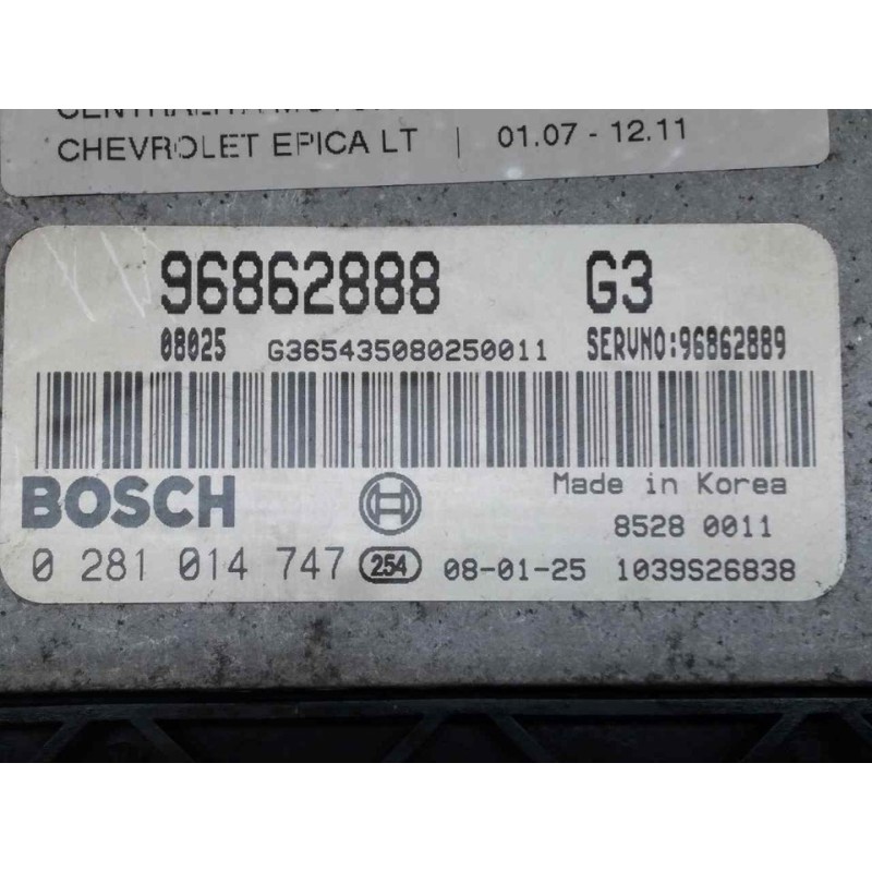 Recambio de centralita motor uce para chevrolet epica lt referencia OEM IAM 96862888 0281014747 BOSCH - Blanco 3