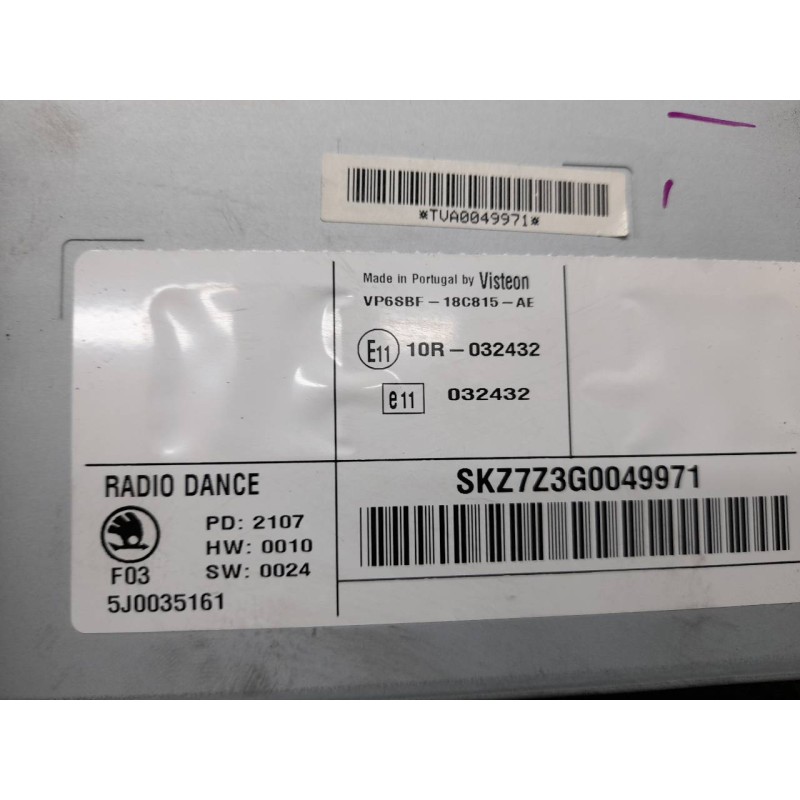 Recambio de sistema audio / radio cd para skoda roomster (5j7) family referencia OEM IAM 5J0035161 3