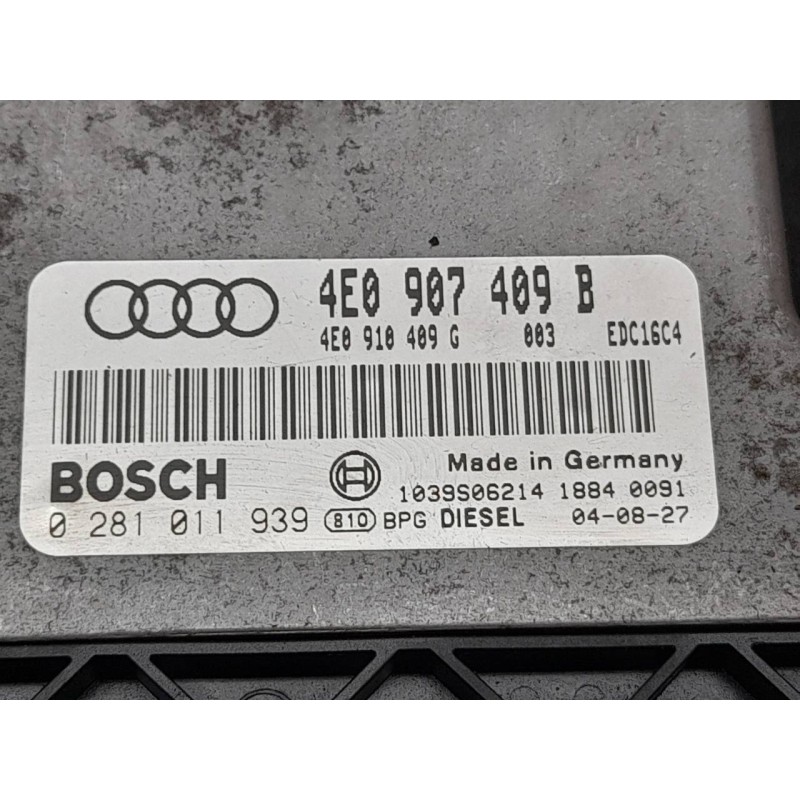 Recambio de centralita motor uce para audi a8 (4e2) 4.0 tdi quattro referencia OEM IAM 0281011939 4E0907409B BOSCH 3
