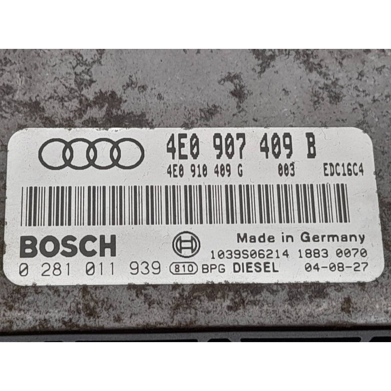 Recambio de centralita motor uce para audi a8 (4e2) 4.0 tdi quattro referencia OEM IAM 0281011939 4E0907409B 2