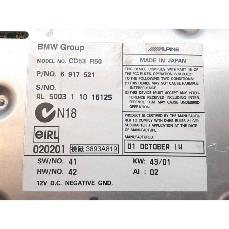 Recambio de sistema audio / radio cd para bmw mini (r50,r53) cooper referencia OEM IAM 6917521 - Rojo 2