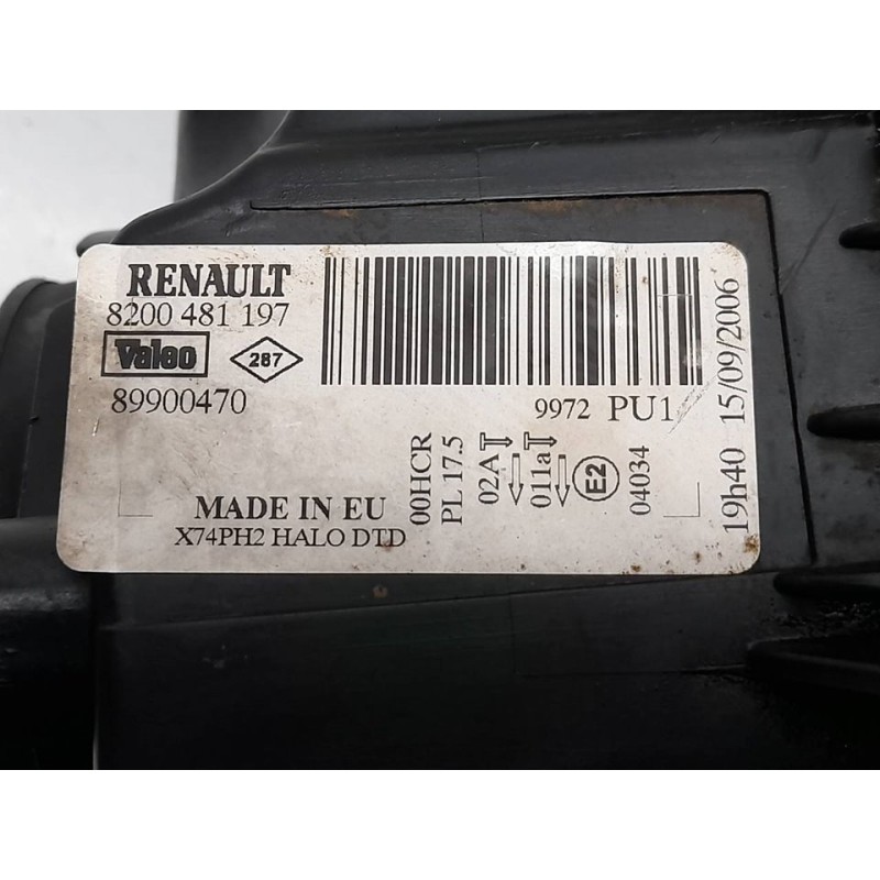 Recambio de faro derecho para renault laguna ii (bg0) confort dynamique referencia OEM IAM 8200481197 89900470 VALEO 4