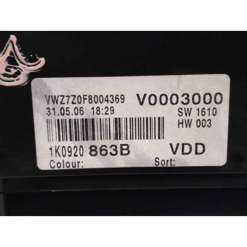 Recambio de cuadro instrumentos para volkswagen golf plus (5m1) sportline referencia OEM IAM 1K0920863B 110080346005 VDO 2
