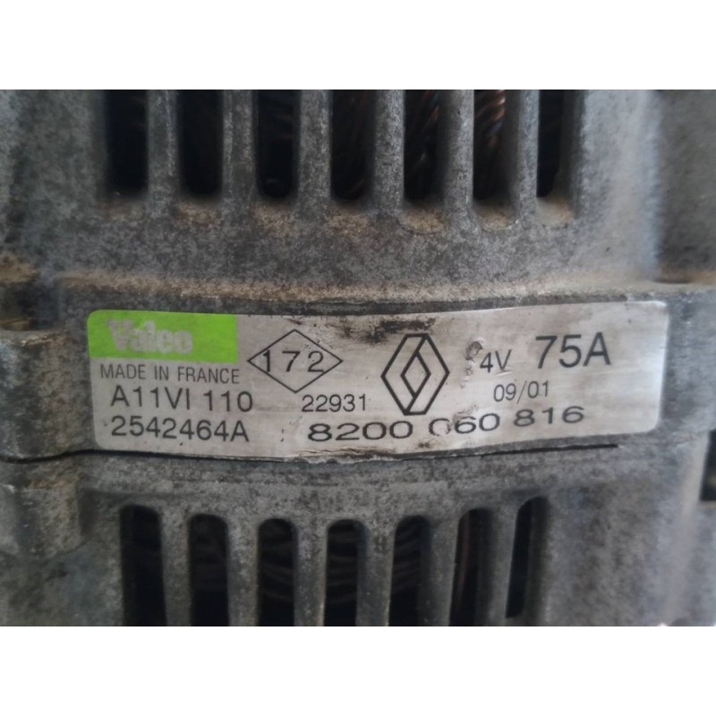 Recambio de alternador para renault twingo (co6) 1.2 alize referencia OEM IAM 8200060816 2542464A VALEO 6