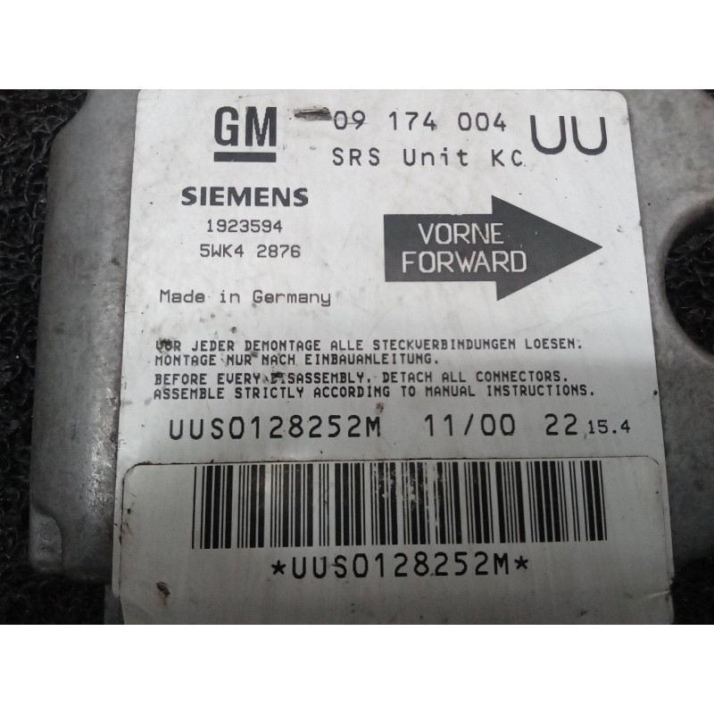 Recambio de centralita airbag para opel astra g berlina referencia OEM IAM 5WK42876 09174004 2