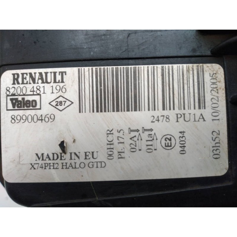 Recambio de faro izquierdo para renault laguna ii (bg0) confort expression referencia OEM IAM 8200481196 2
