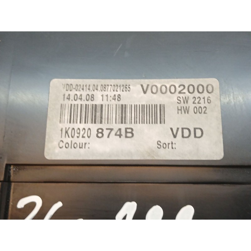 Recambio de cuadro instrumentos para volkswagen golf v (1k1) 1.9 tdi referencia OEM IAM 1K0920874B - Rojo 2