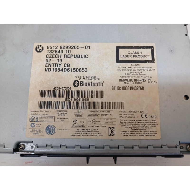 Recambio de sistema audio / radio cd para bmw 1 (f20) 114 d referencia OEM IAM 6512929926501 - Gris 3