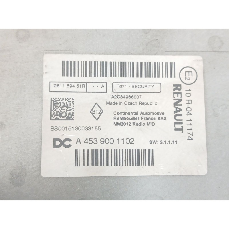 Recambio de sistema audio / radio cd para smart fortwo coupe basis (66kw) (453.344) referencia OEM IAM A4539001102 - Gris 2