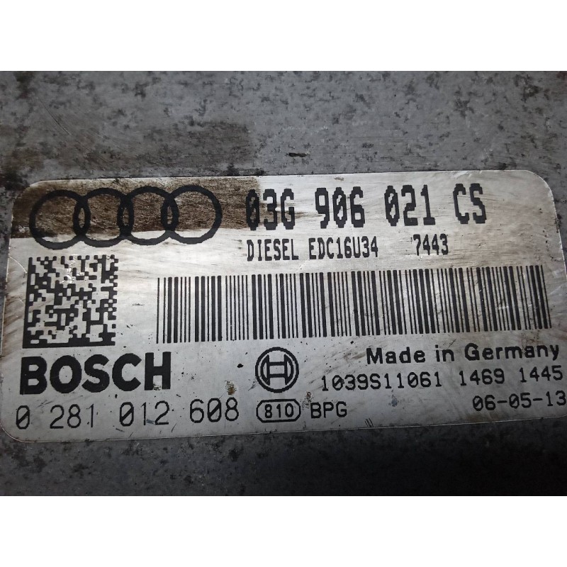 Recambio de centralita motor uce para audi a3 (8p) 1.9 tdi attraction referencia OEM IAM 0281012608 03G906021CS BOSCH 3