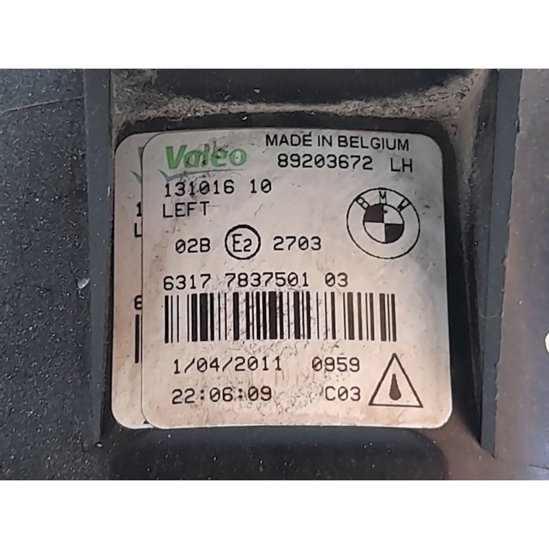 Recambio de faro antiniebla izquierdo para bmw serie 1 berlina (e81/e87) 118d referencia OEM IAM 89203672 13101610 VALEO - Blanco 2