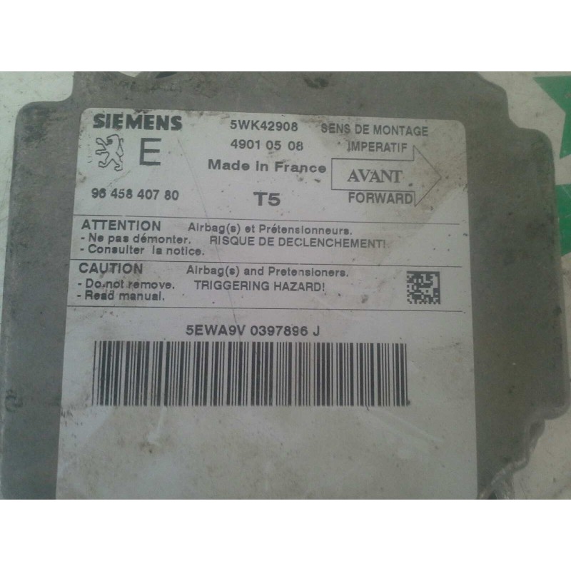 Recambio de centralita airbag para peugeot 307 (s1) 1.4 referencia OEM IAM 9645840780 5WK42908 - Gris 2