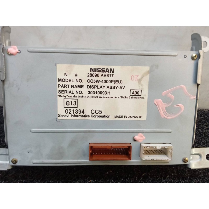 Recambio de pantalla multifuncion para nissan primera berlina (p12) tekna referencia OEM IAM 28090AV617 30310093H CC5W4000P 3