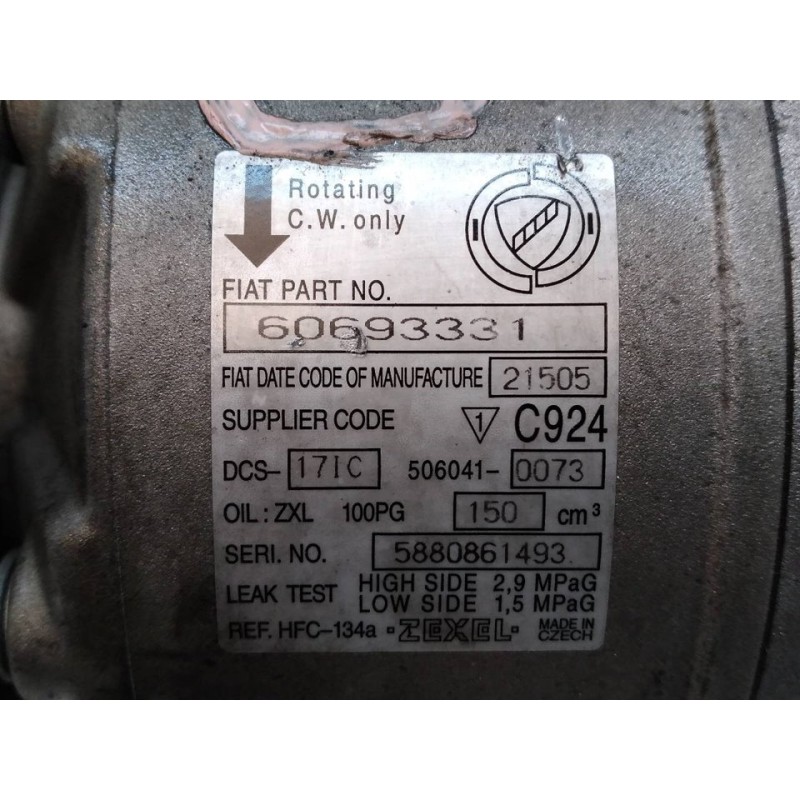 Recambio de compresor aire acondicionado para alfa romeo 159 (140) 1.9 jtdm 16v / selective referencia OEM IAM 60693331 C924 ZEX 2