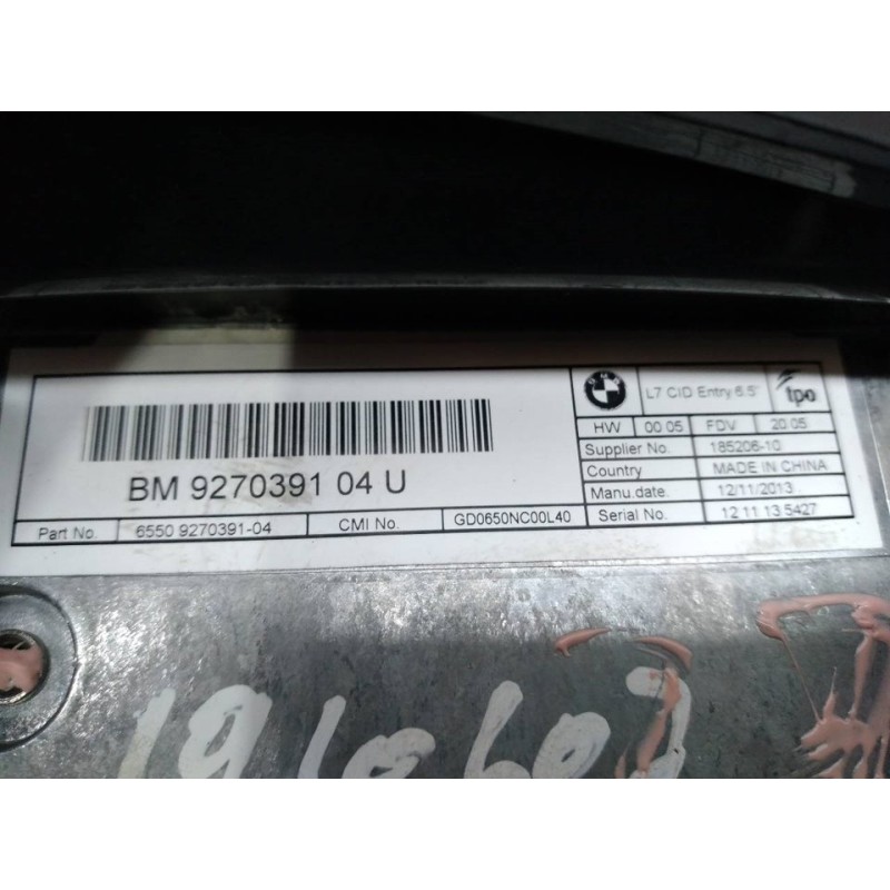 Recambio de pantalla multifuncion para bmw serie 1 lim. (f20) 116d referencia OEM IAM BM927039104U 18520610 6550927039104 - Blanco 3