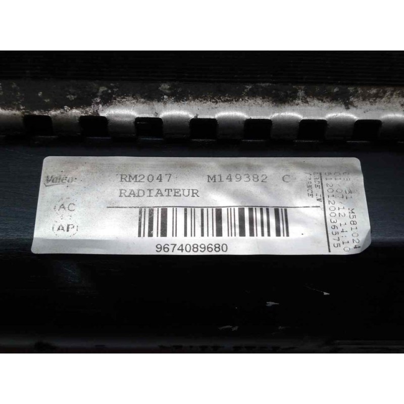Recambio de radiador agua para citroën c4 grand picasso millenium referencia OEM IAM 9674089680 M149382 VALEO 3