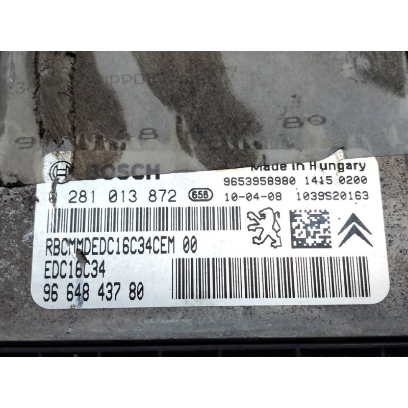 Recambio de centralita motor uce para peugeot 308 confort referencia OEM IAM 0281013872 9664843780 BOSCH 2