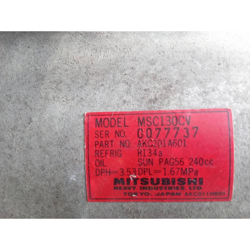 Recambio de compresor aire acondicionado para mitsubishi delica referencia OEM IAM 0077737 MITSUBISHI MSC130CV 3