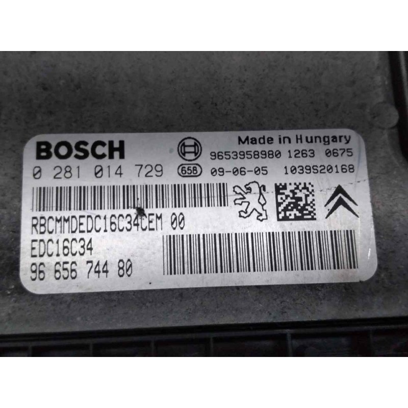 Recambio de centralita motor uce para citroën c4 picasso premier referencia OEM IAM 0281014729 9653958980 BOSCH 2