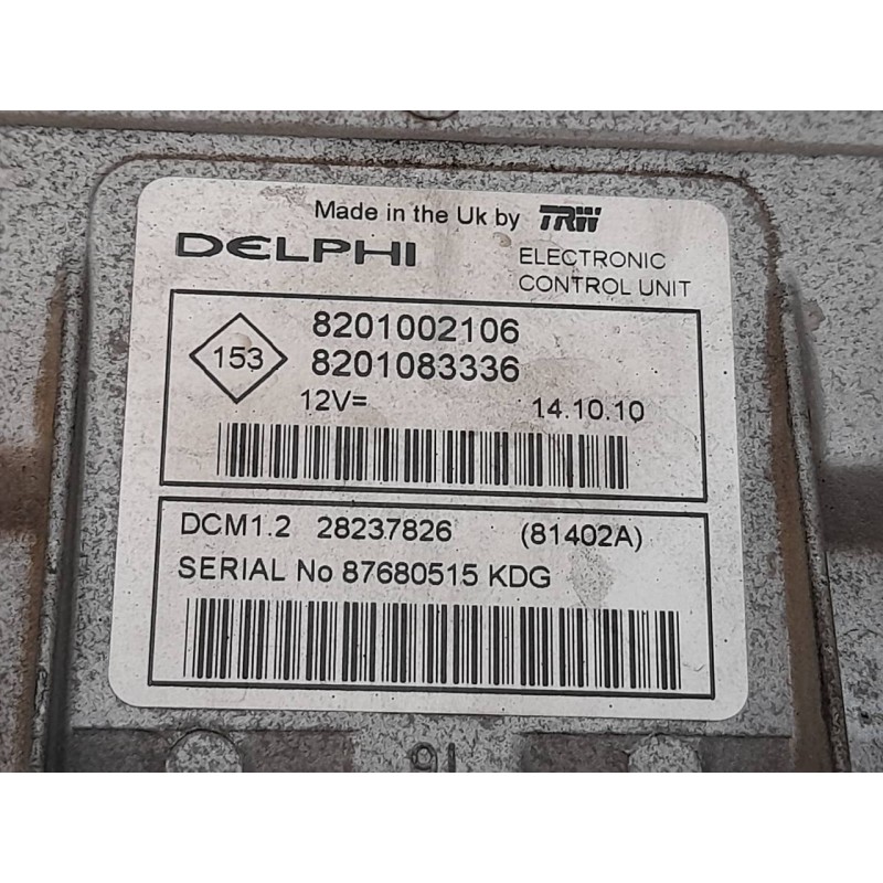 Recambio de centralita motor uce para dacia duster ambiance 4x2 referencia OEM IAM 8201002106 8201083336 2