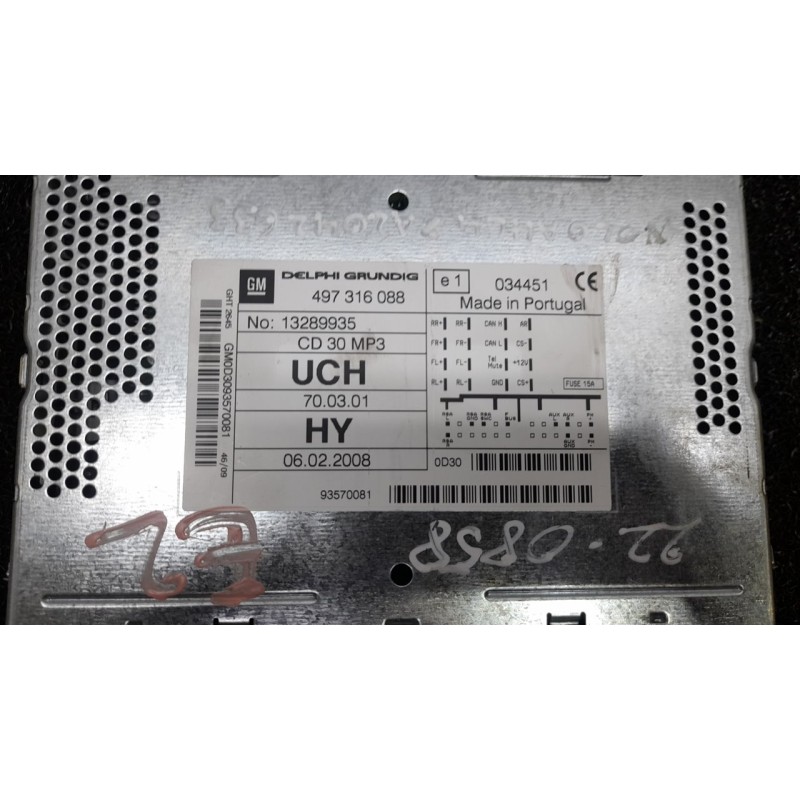 Recambio de sistema audio / radio cd para opel astra h ber. edition referencia OEM IAM 13289935 - Blanco 4