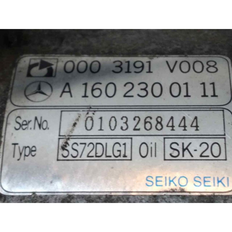 Recambio de compresor aire acondicionado para smart coupe cdi pure referencia OEM IAM A1602300111 0003191V008 5
